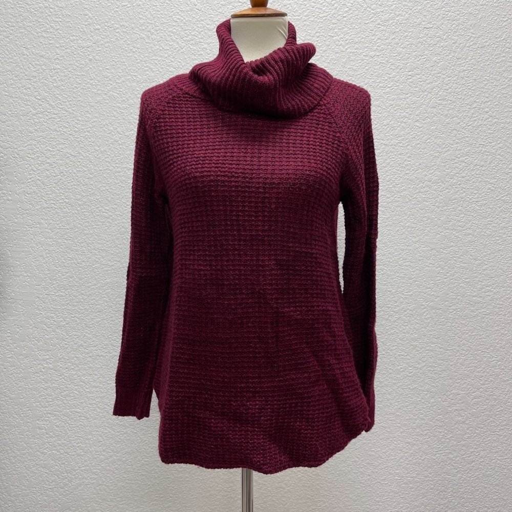 Its Our Time Womens Small Red Cable Knit Sweater Turtleneck